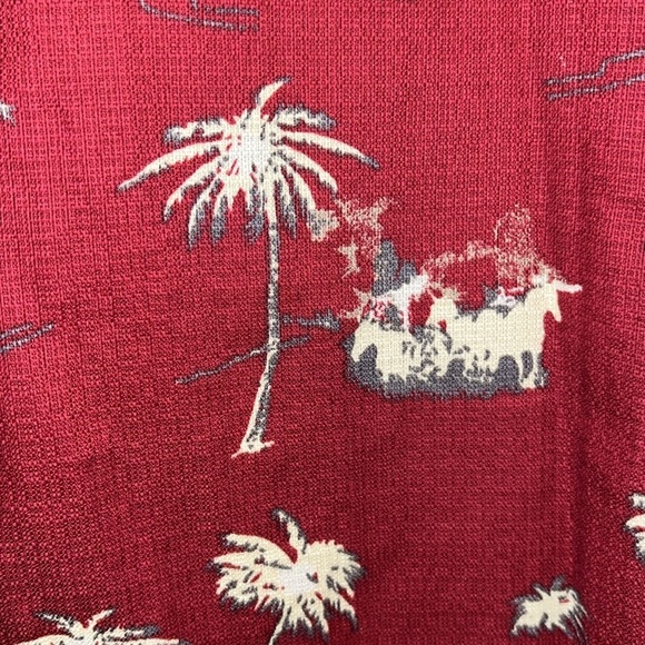 Roper Button-down Shirt Dark Red Palm Trees 2X - Picture 4 of 6